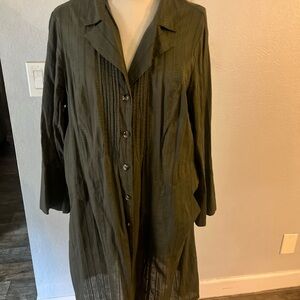CAbi Olive Green casual dress/ Jacket sz L